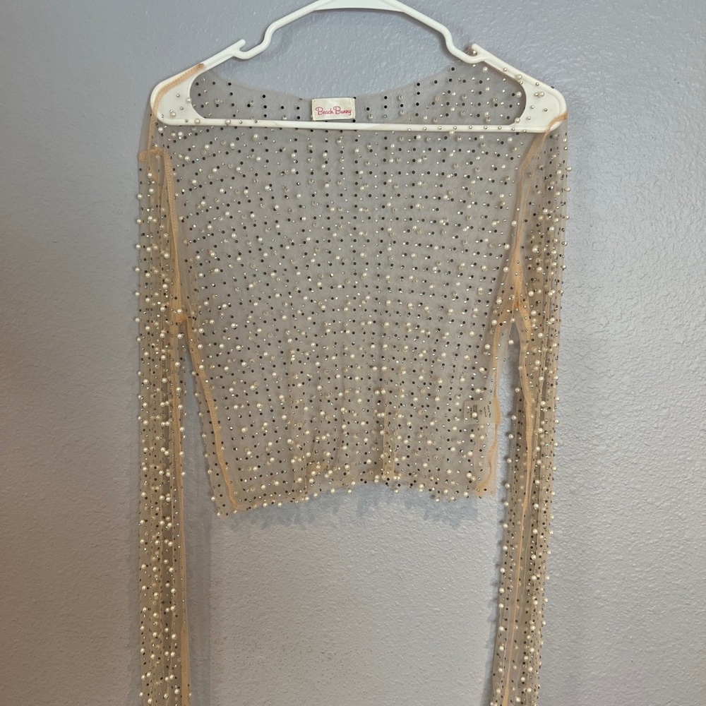 Look & Glisten Pearl Mesh Top - Large